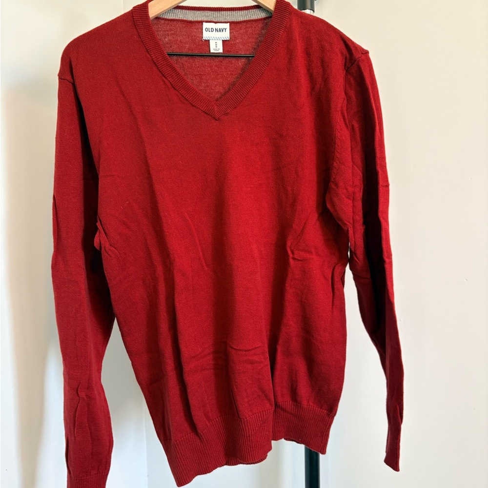 Old Navy Men's Bold Red V-Neck Sweater